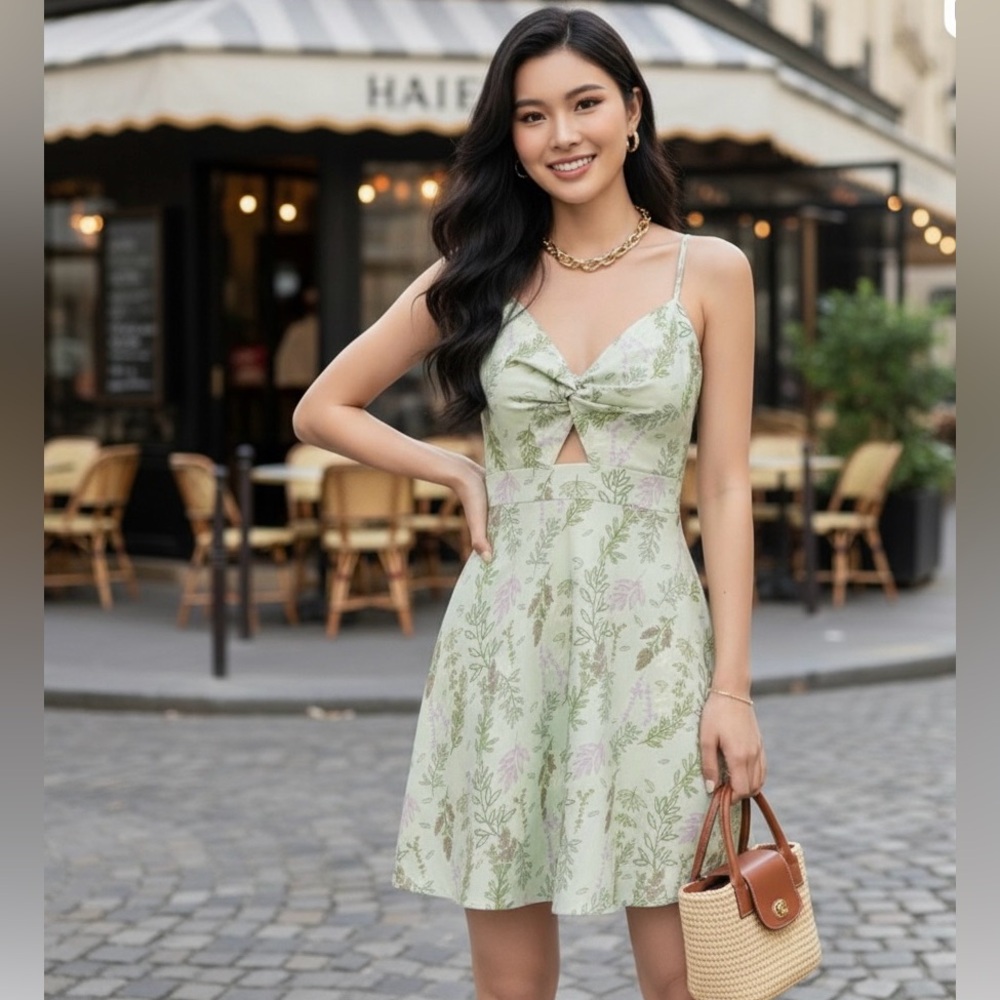 Mini peekaboo Hawaii vacation small flower dress slit high thigh cut tropical
